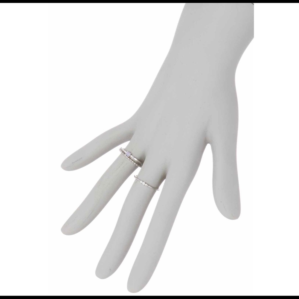 CZ & Opalescent Stackable Rings - Set of 3